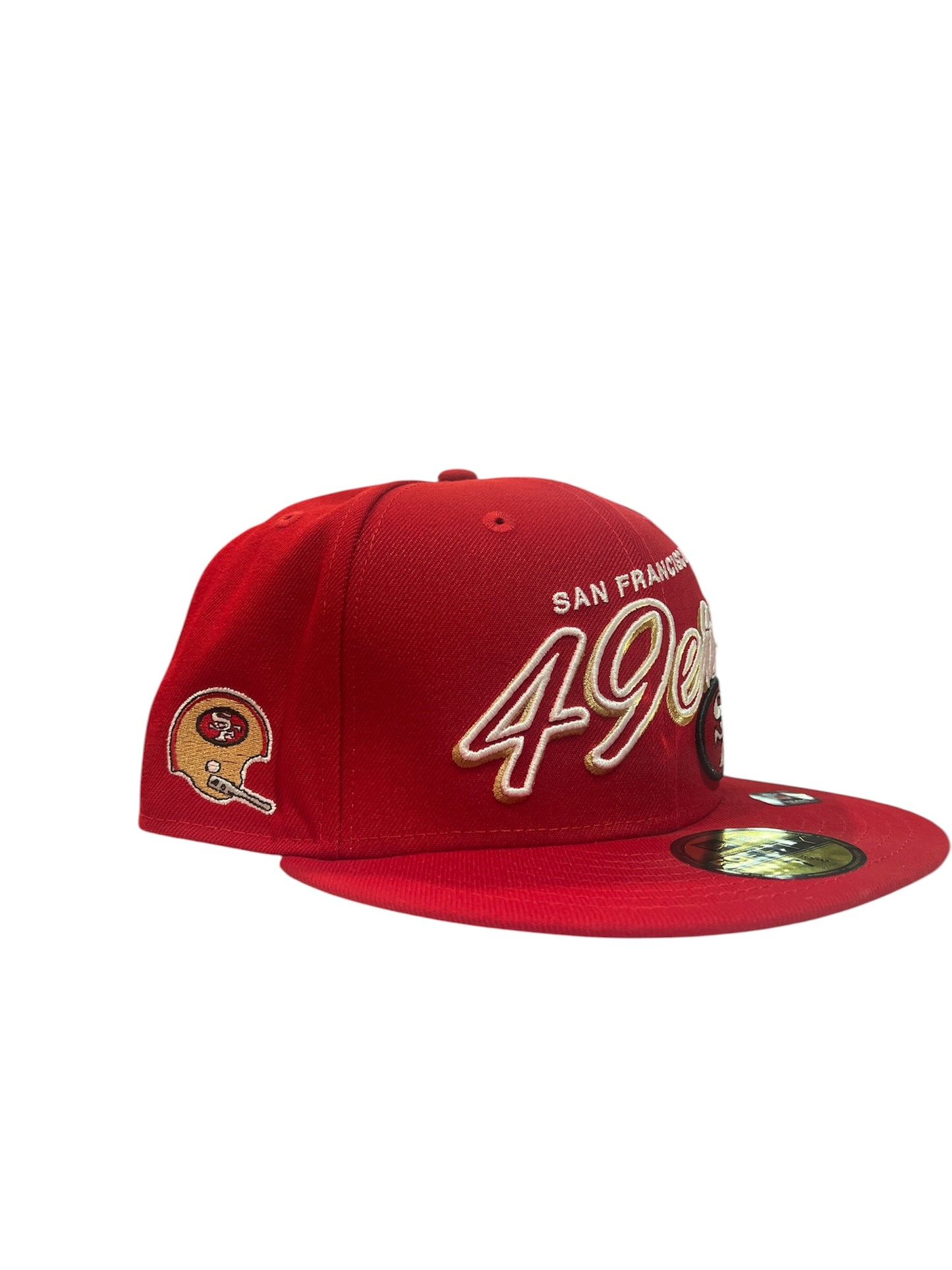 Men's San Francisco 49ers New Era Scarlet Script Sided 59FIFTY Fitted Hat