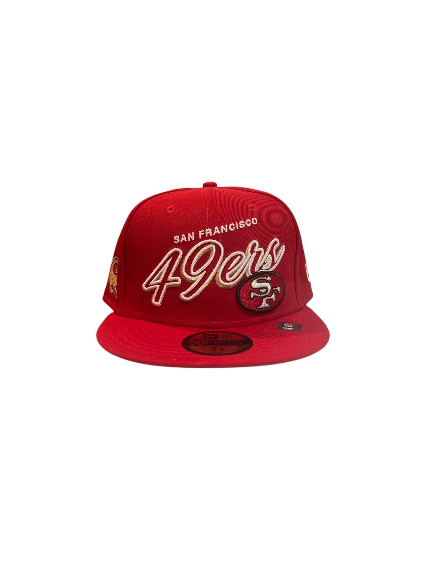 Men's San Francisco 49ers New Era Scarlet Script Sided 59FIFTY Fitted Hat